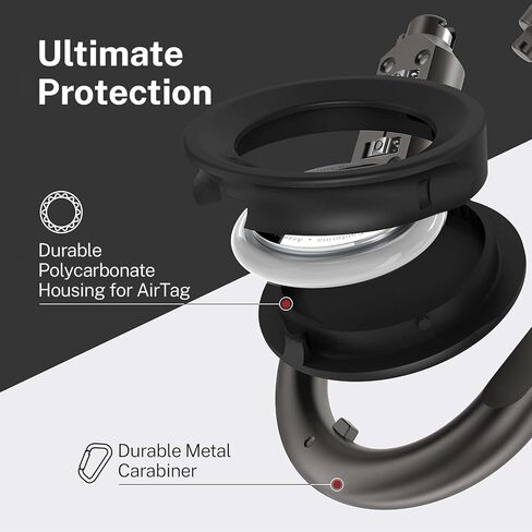 وصلة وقفل RAPTIC لبطاقات Apple AirTags، مضادة للسرقة، حلقة تسلق شديدة التحمل، بطاقات هوائية آمنة من البولي كربونات، قفل 3 أرقام، طول 4 بوصات رمادي داكن in Kuwait