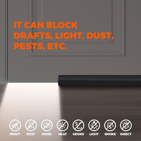 Holikme مسودة الباب سدادة مانع الضوضاء لأسفل الباب، باب قابل للتعديل، مسودة الباب، 36 بوصة، أسود in Kuwait