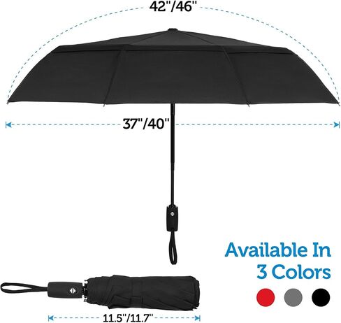 PANBU Umbrella Umbrellas for Rain, Ideal Portable Travel Umbrella Windproof Compact Umbrella for wind and Rain, --Stong Wind Resistant, Heavy Duty, Automatic Umbrella, Easy Open Close--Perfect Mens Umbrell for Car, Backpack, Adults and On The GO, 46in Bla in Saudi Arabia