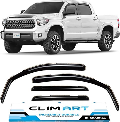 CLIM ART داخل القناة، واقيات مطر متينة بشكل لا يصدق لسيارة GMC Sierra 1500 2019-2024 Crew Cab، عاكسات النوافذ الأصلية، عاكس التهوية، أقنعة نافذة التهوية، ملحقات الشاحنة، 4pcs-619003LPv in Kuwait