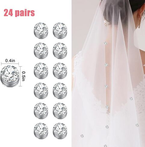24 Sets Wedding Veil Weights Magnetic Pearls- 0.4 Inch Bridal Veil Weights Magnetic Double-sided Artificial Pearls for Wedding Bridal Decoration in Saudi Arabia