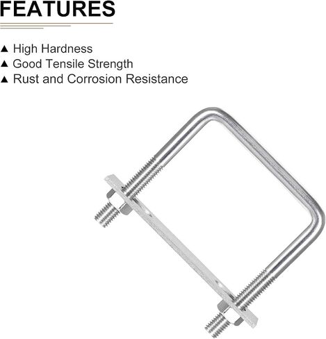 M8x60x90mm(ThreadxWxL) Square U Bolt - 2Pack - Good for Trailer Pipe Replacement Parts - 304 Stainless Steel U Shape Bolts in Saudi Arabia