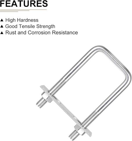 M8x60x90mm(ThreadxWxL) Square U Bolt - 2Pack - Good for Trailer Pipe Replacement Parts - 304 Stainless Steel U Shape Bolts in Saudi Arabia