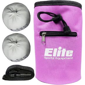 Rock Climbing Chalk Bag and 2 x Chalk Balls - No Leak Drawstring Bag and Secure Zip Pocket, Blue