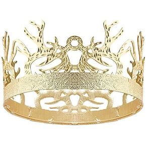 LEEMASING Crown Antlers Medieval King Fancy Dress Halloween Costume Accessory for Birthday Pageant Party Photography