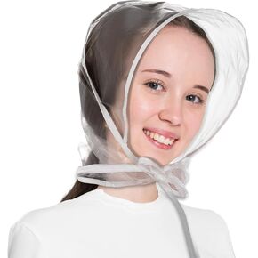 12 Pcs Rain Bonnet with Plastic Visor, Clear Waterproof Rain Scarf Reusable Rain Bonnet for Women to Protect Hairstyle (Black)