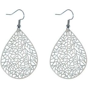 Mirsprwin Vintage Filigree Fashion Nickle Free Women Earrings Dangle Plated Silver Teardrop Earrings for Women Girls Teens Charm Gifts