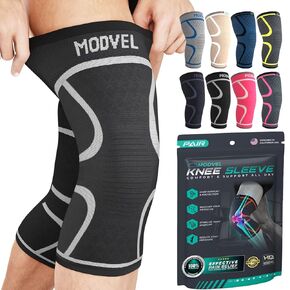 MODVEL Knee Brace for Women & Men, 2 Pack Knee Compression Sleeve for knee pain support with Meniscus Tear, Pain Relief, Sport working out, weightlifting, etc (rodilleras para dolor de rodillas)