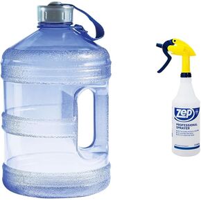 New Wave Enviro 1 Gallon Square BPA Free Bottle with Screw Top Lid and Integrated Handle, Space Saving Design, Ideal for Gym and Outdoor Life, Blue