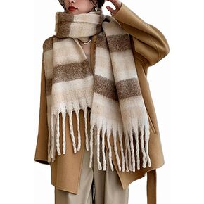 Wander Agio Winter Women Warm Scarf Long Shawl Large Scarves Cold Weather Thicker Blanket Wrap Colour Plaid Stripe