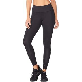 2XU Women's Force Mid-Rise Compression Tights with Flat-Wide Waistband for Training and Fitness, Black/Nero, X-Small