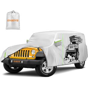 Wrangler JK Windproof Cover Waterproof 4 Door for Wrangler JK JL 4 Door 2007-2022,Car Cover Heavy Duty All Weather Covers,Storage Bag,Accessories