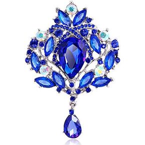 Reizteko Wedding Bridal Big Crystal Rhinestone Bouquet Brooch Pin for Women