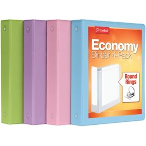 Cardinal 3 Ring Binders, Binders for School and Office, Durable 1.5 Inch, Round Rings, Holds 350 Sheets, ClearVue Presentation View, Non-Stick, Assorted Tropical Colors, 4 Pack (79558)