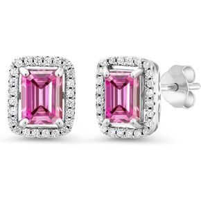 Gem Stone King 925 Sterling Silver London Blue Topaz Earrings For Women (4.45 Cttw, Gemstone Birthstone, 8X6MM Emerald Cut)