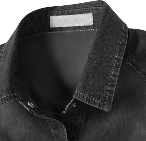 Women's Denim Shirt 3/4 Sleeve Tie Front Top Knot Chambray Cardigan Button Shirt Jean Crop Top Jacket in Saudi Arabia