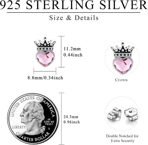 Princess Crown Earrings 925 Sterling Silver Princess Stud Earrings Queen Jewelry for Women Girls Birthday Gifts in Kuwait