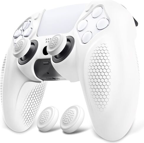 PlayVital Ninja Edition Anti-Slip Silicone Cover Skin for ps5 Wireless Controller, Ergonomic Protector Soft Rubber Case for ps5 Controller Fits with Charging Station with Thumb Grip Caps - Black in Kuwait