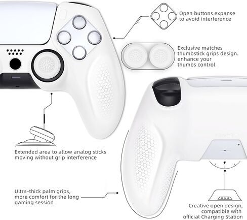 PlayVital Ninja Edition Anti-Slip Silicone Cover Skin for ps5 Wireless Controller, Ergonomic Protector Soft Rubber Case for ps5 Controller Fits with Charging Station with Thumb Grip Caps - Black in Kuwait