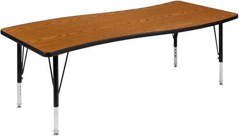 طاولة أنشطة Flash Furniture Wren مقاس 26 بوصة عرض × 60 بوصة طول، مستطيلة الشكل مرنة وتعاونية باللون الرمادي الحراري - أرجل قصيرة قابلة لضبط الارتفاع in Kuwait