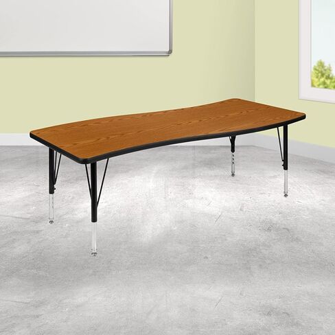 طاولة أنشطة Flash Furniture Wren مقاس 26 بوصة عرض × 60 بوصة طول، مستطيلة الشكل مرنة وتعاونية باللون الرمادي الحراري - أرجل قصيرة قابلة لضبط الارتفاع in Kuwait