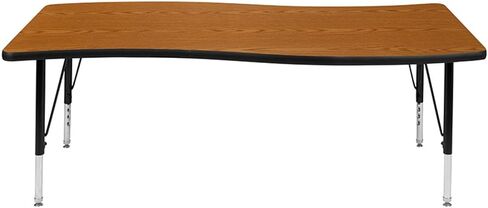 طاولة أنشطة Flash Furniture Wren مقاس 26 بوصة عرض × 60 بوصة طول، مستطيلة الشكل مرنة وتعاونية باللون الرمادي الحراري - أرجل قصيرة قابلة لضبط الارتفاع in Kuwait
