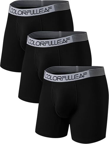 ملابس داخلية رجالية من COLORFULLEAF سراويل داخلية قطنية ناعمة قابلة للتمدد بحزام خصر عريض in Kuwait