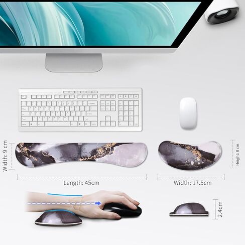 Zibly Ergonomic Gel Keyboard Wrist Rest & Mousepad Rests for Computer, Silky Memory Foam for Typing, Laptop Keyboard and Mouse Desk Pads Support Hand and Arm, 2 Piece Pad for Office and Travel in Saudi Arabia