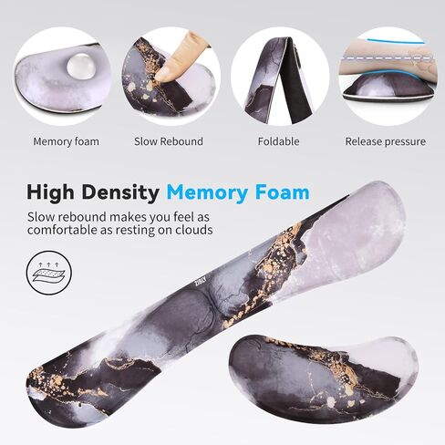 Zibly Ergonomic Gel Keyboard Wrist Rest & Mousepad Rests for Computer, Silky Memory Foam for Typing, Laptop Keyboard and Mouse Desk Pads Support Hand and Arm, 2 Piece Pad for Office and Travel in Saudi Arabia