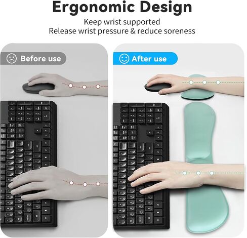 ZIBLY Wrist Rest Keyboard and Mouse Set - Anti-Skid Non Slip Ergonomic Wrist Cushion Support Pad - Easy Typing,Pain Relief - Premium Memory Foam for Work from Home Gaming Computer Laptop in Kuwait