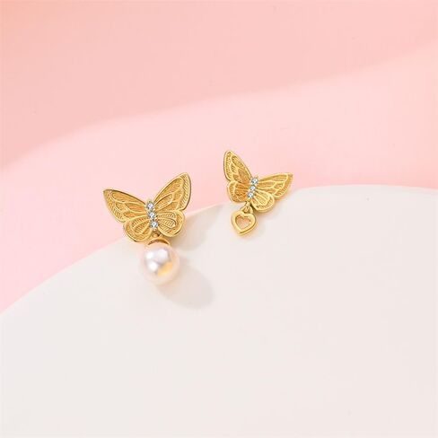 Cycuff 925 Sterling Silver Earrings Studs Colorful Cubic Zirconia Jewelry Stud Earrings for Women Teen Girls Set Earring Gifts for Her (Butterfly Stud Earrings) in Saudi Arabia