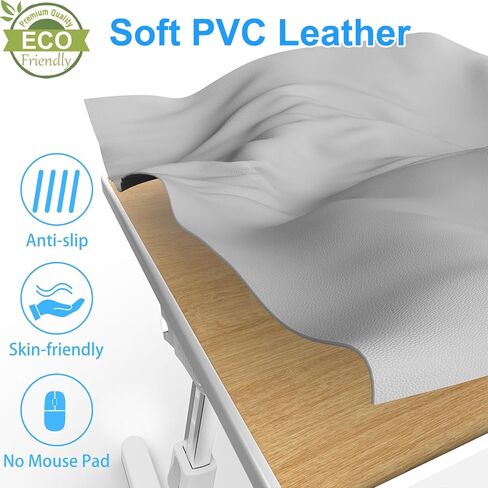 Laptop Bed Desk, X-Large Leather Adjustable Computer Bed Table Tray, Foldable Laptop Lap Desk for Bed Sofa Couch Floor Writing Eating Working with Drawer 2 Movable Stoppers (23.6 inch, Black) in Kuwait