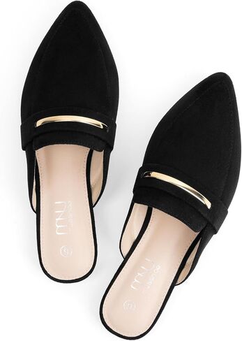 MUSSHOE Mules for Woman Pointed Toe Women's Bukle Mule Flat Slip-on Womens Mules Shoes Casual Fashion Party Work in Saudi Arabia