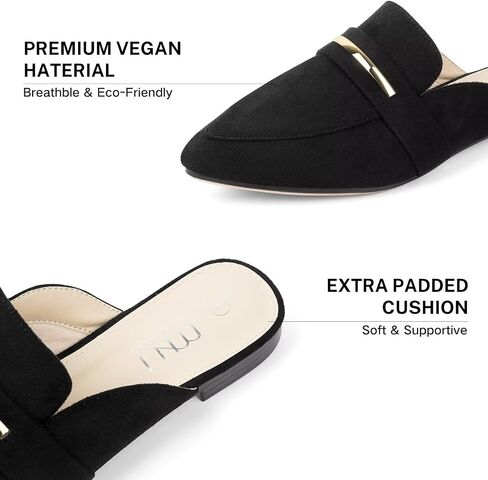 MUSSHOE Mules for Woman Pointed Toe Women's Bukle Mule Flat Slip-on Womens Mules Shoes Casual Fashion Party Work in Saudi Arabia