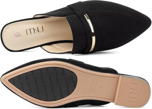 MUSSHOE Mules for Woman Pointed Toe Women's Bukle Mule Flat Slip-on Womens Mules Shoes Casual Fashion Party Work in Saudi Arabia