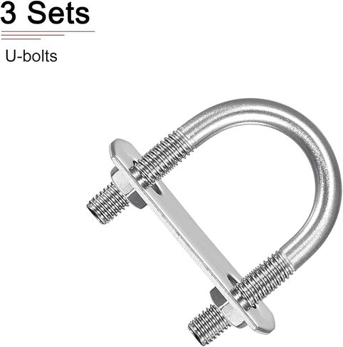 M6x38x58mm(ThreadxWxL) Round U Bolt - 3Pack - Good for Trailer Pipe Replacement Parts - 304 Stainless Steel U Shape Bolts in Saudi Arabia