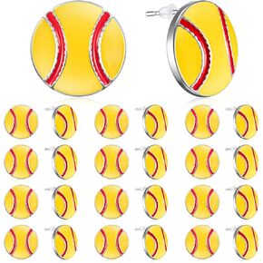 12 Pairs Sport Theme Gifts Sports Earring Softball Volleyball Earrings Jewelry Bulk Gifts for Girls Teens Kids Women Men Mom Player Fan Accessories Game Youth