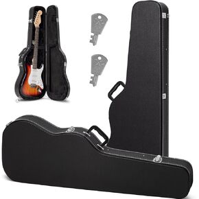 CAHAYA Electric Guitar Hardshell Case ST Electric Guitar Bag 0.98inch Thick Padded Portable Guitar Case with Lock and 2 Keys, Black CY0343