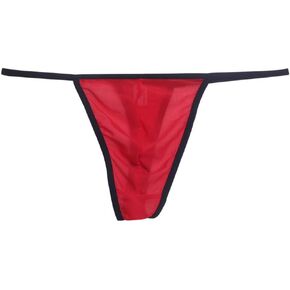 Golirsteca Men's Breathable Mesh Low Waist Bulge Pouch G-String Thongs Underwear T-Back Brief Panties