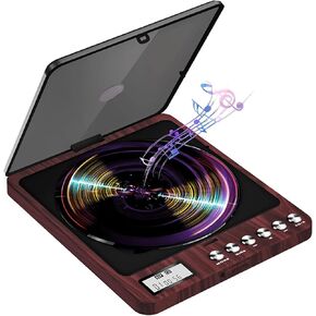 Portable CD Player with Bluetooth and FM Transmitter, 2000mAh Rechargeable Bluetooth CD Players with Speakers Dual Headphones Jack Anti-Skip cd Player for Car Home Adults Kids