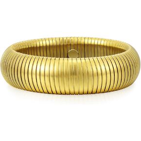 Emibele Bangle Bracelet Set 3Pcs, Chunky Titanium Non Tarnish Stretch Bracelet Stack, Flexible Wide Wristband Bangle Layered Snake Chain Bracelet for Women in Kuwait