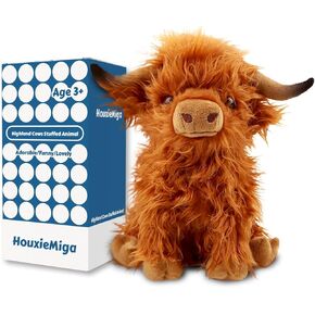 Cute Highland Cow Stuffed Animals Cow Plush Toys Stuffed Animal Cows Plushies for Kids Girls Boys (Brown, 10.5 inches)