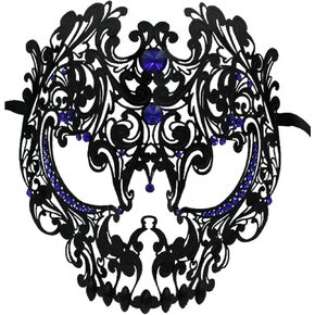 Coddsmz Skull Masquerade Masks Full Face Mardi Gras Party Costume Mask Halloween Cosplay Mask Metal Mask with Rhinestone