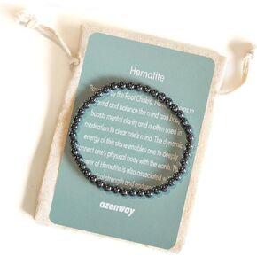 Azenway Charged Healing Crystal Bracelet - Natural 4mm Gemstones with 14k Hypoallergenic Gold Filled Bead, Stretch Cord - Semi-Precious Jewelry for Women & Men