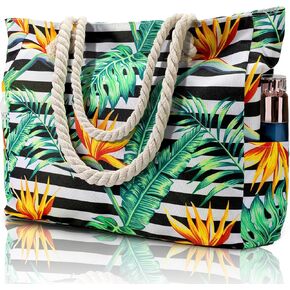 Clothirily Beach Bag for Women - Large Beach Tote Bag, Waterproof Sandproof Beach Bag with Zipper, Large Swim Pool Beach Tote