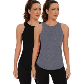 TAIPOVE Womens Workout Tank Tops Cotton High Neck Muscle Shirt Mesh Back Running Yoga Gym Tops 3 Pack