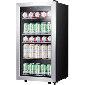 Kalamera Mini Beverage Refrigerator Freestanding- 102 Cans Capacity Beverage Cooler- for Soda, Water, Beer or Wine - For Kitchen or Bar with Whit Interior Light.