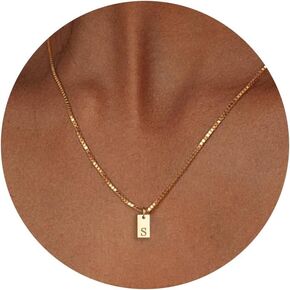 Initial Necklaces for Women, Dainty Silver Initial Necklace Personalized Silver Letter Necklace Tiny Silver Pendant Necklace for Women Trendy Simple Silver Jewelry for Teen Girls Gifts