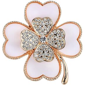 Kokoma CZ Clover Brooch Pin for Women Girls Rhinestone Four Leaf Lapel Pins Irish Shamrock Badge Corsage Brooches Cloth Dress Accessories for St Patrick's Day in Saudi Arabia