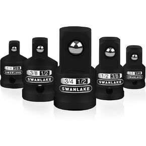 SWANLAKE 5-Piece Impact Socket Adapter Set, 1/4, 3/8, 1/2" SAE Socket Adapter, Cr-V Steel Impact Adapter Set